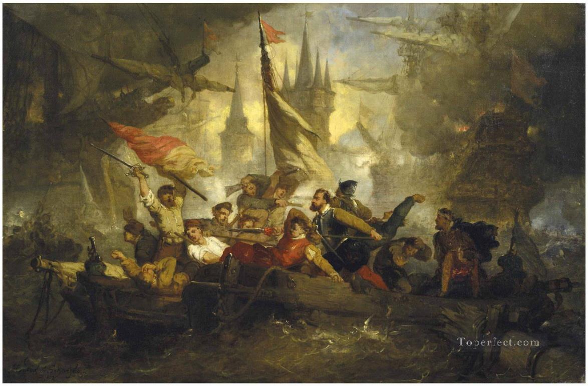 ヘンドリック・フランス・シェーフェルの海戦シーン 海戦油絵